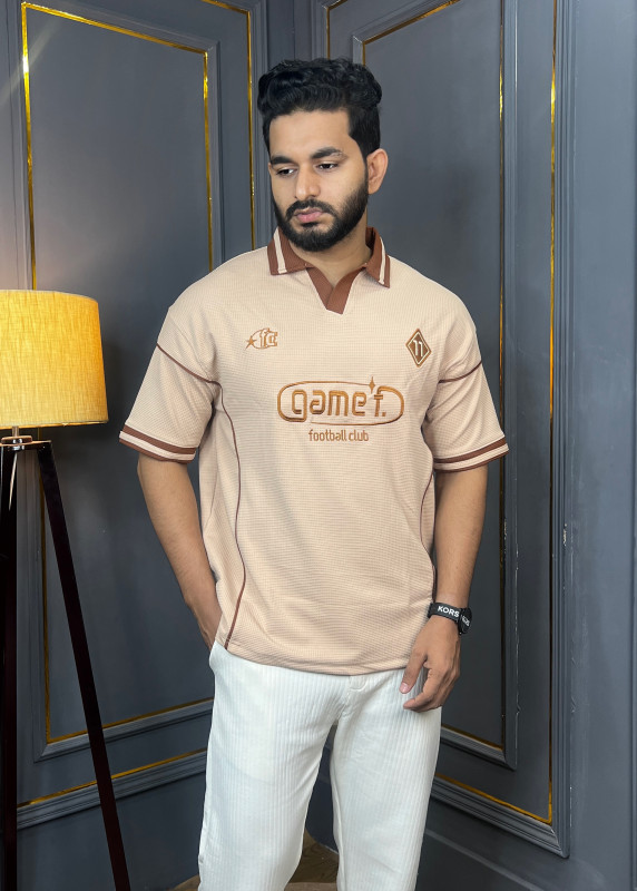 Premium Old Money Style Embroidery Baggy Polo - Light Beige