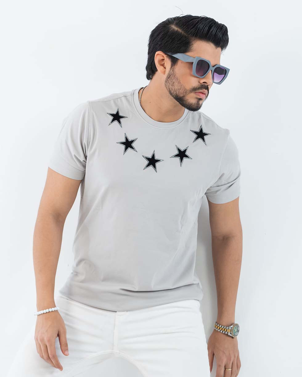 Premium Quality Stylish  T Shirt - Ash