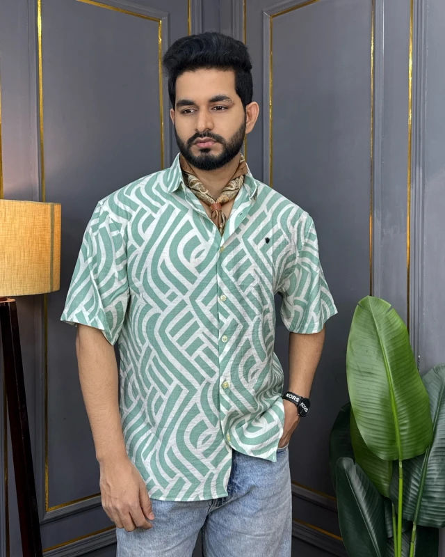 Premium Printed Comfy Relax Fit Half Sleeve Shirt - 05