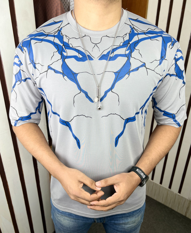 Premium Quality Stylish Cotton Drop Shoulder T Shirt - Ash