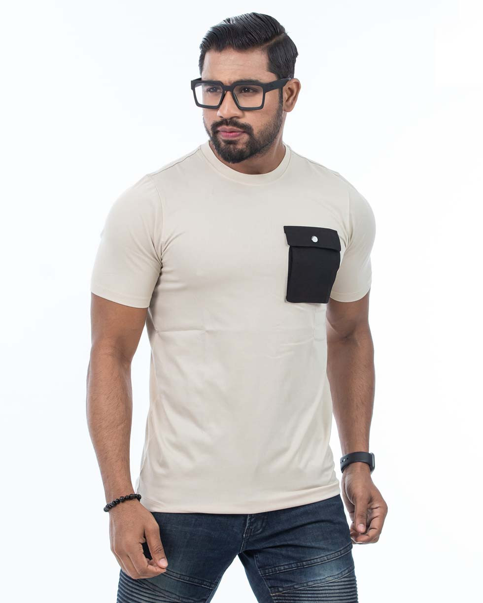 Premium Quality Stylish  T Shirt - Off White